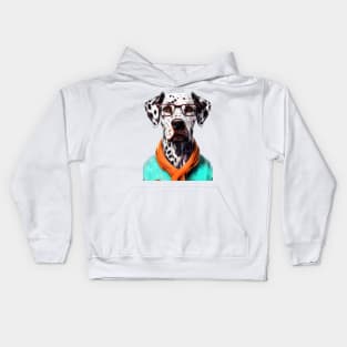 Hipster Dog Dalmatian #Dalmatian Kids Hoodie